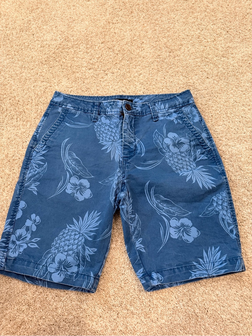 Aeropostale Navy Blue Hawaiian Print Flat Front Shorts